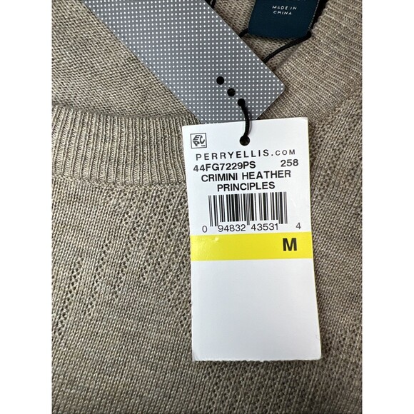 Perry Ellis Sweater Tan Men’s Medium Pullover Crew Neck NWT - Picture 6 of 6